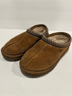 UGG Tasman Slippers Chestnut Brown Suede Shearling Mule Women Size 8 Loungewear